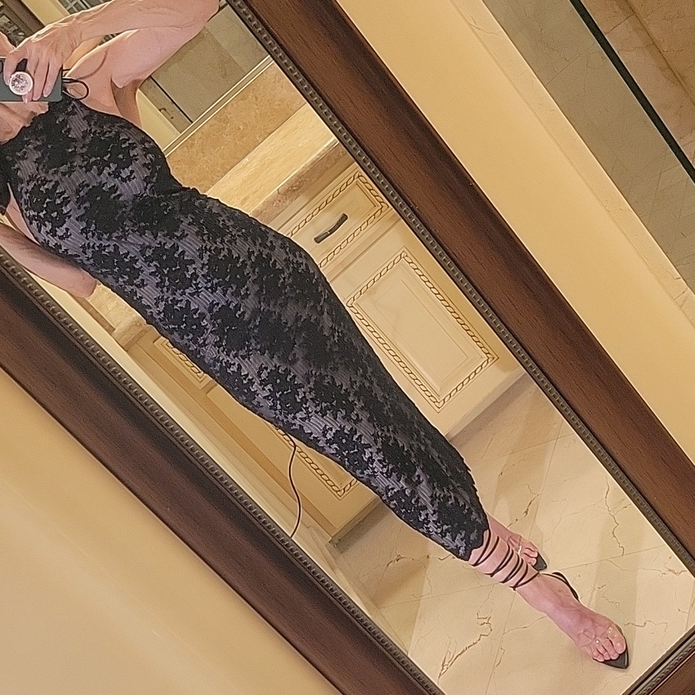 Hugo Buscati Elegant Black Lace Midi Dress, XS - Picture 3 of 16